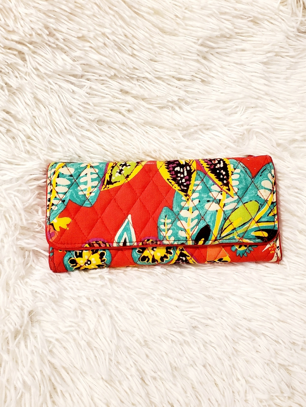 Vera Bradley Floral Quilted Fold-Over Wallet Clutch